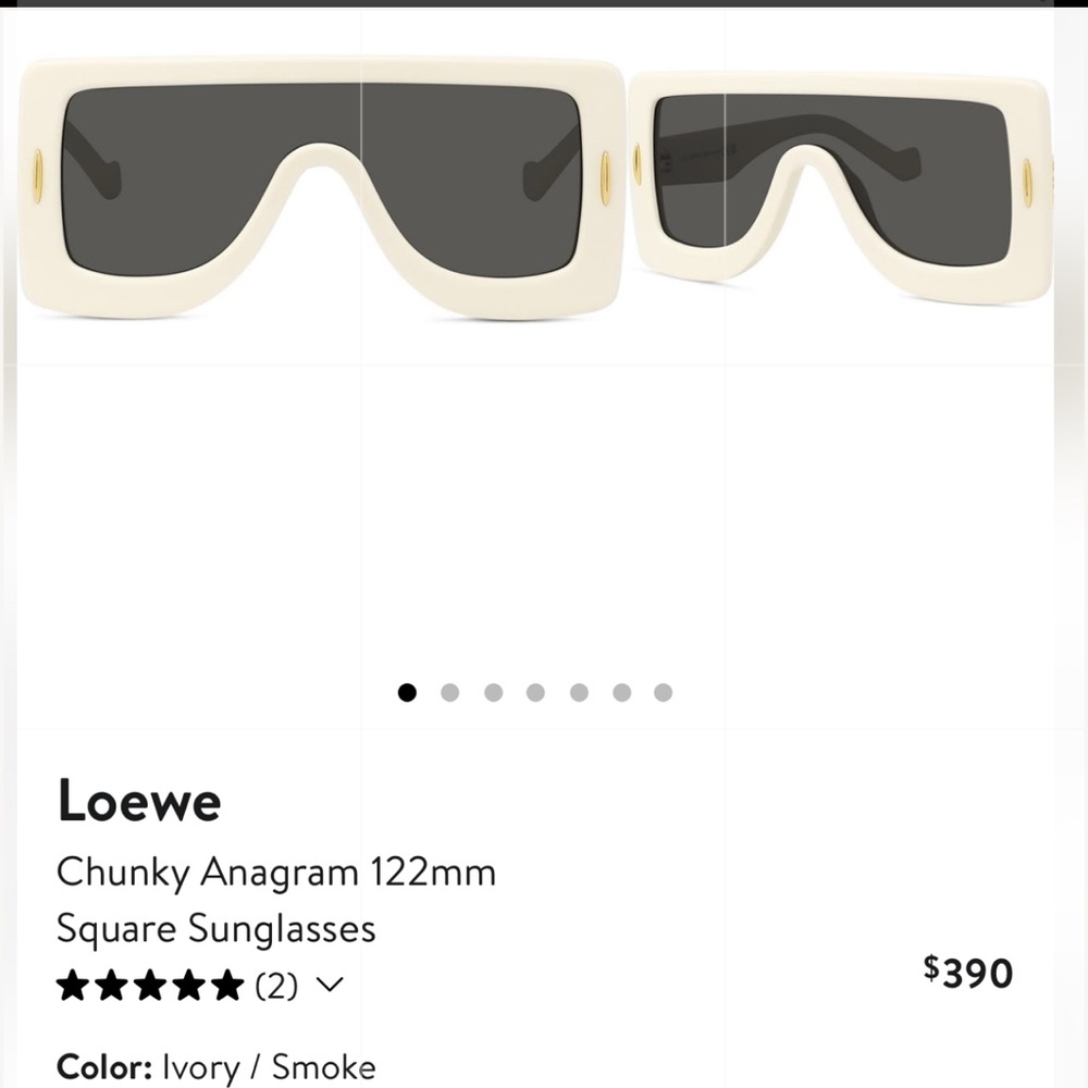 NEW LOEWE CHUNKY ANAGRAM 122mm SQUARE SUNGLASSES IN IVORY W/ GOLD TRIM🪞